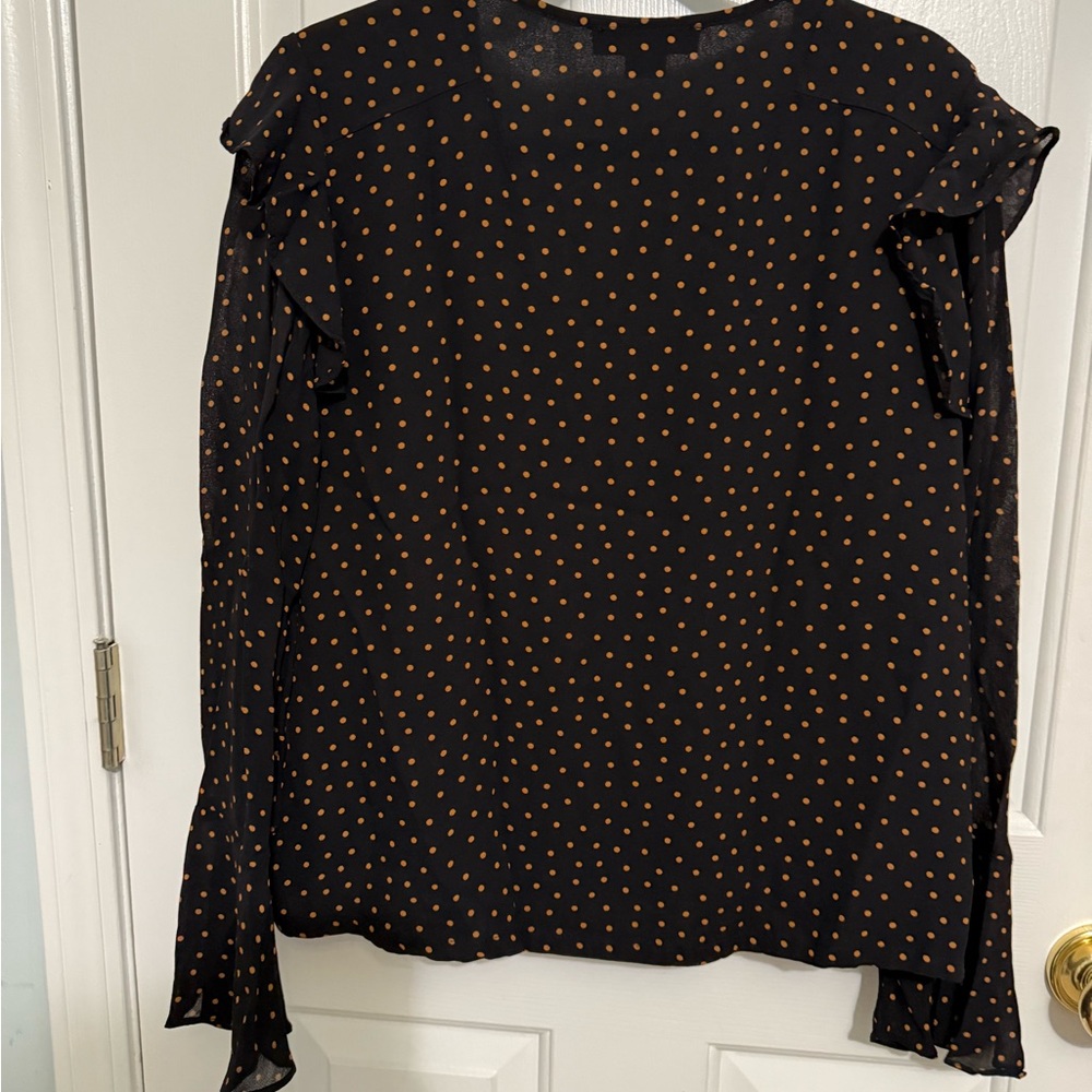 Sanctuary Black and Orange Polka Dot Blouse *GREAT USED CONDITION* - Picture 7 of 9